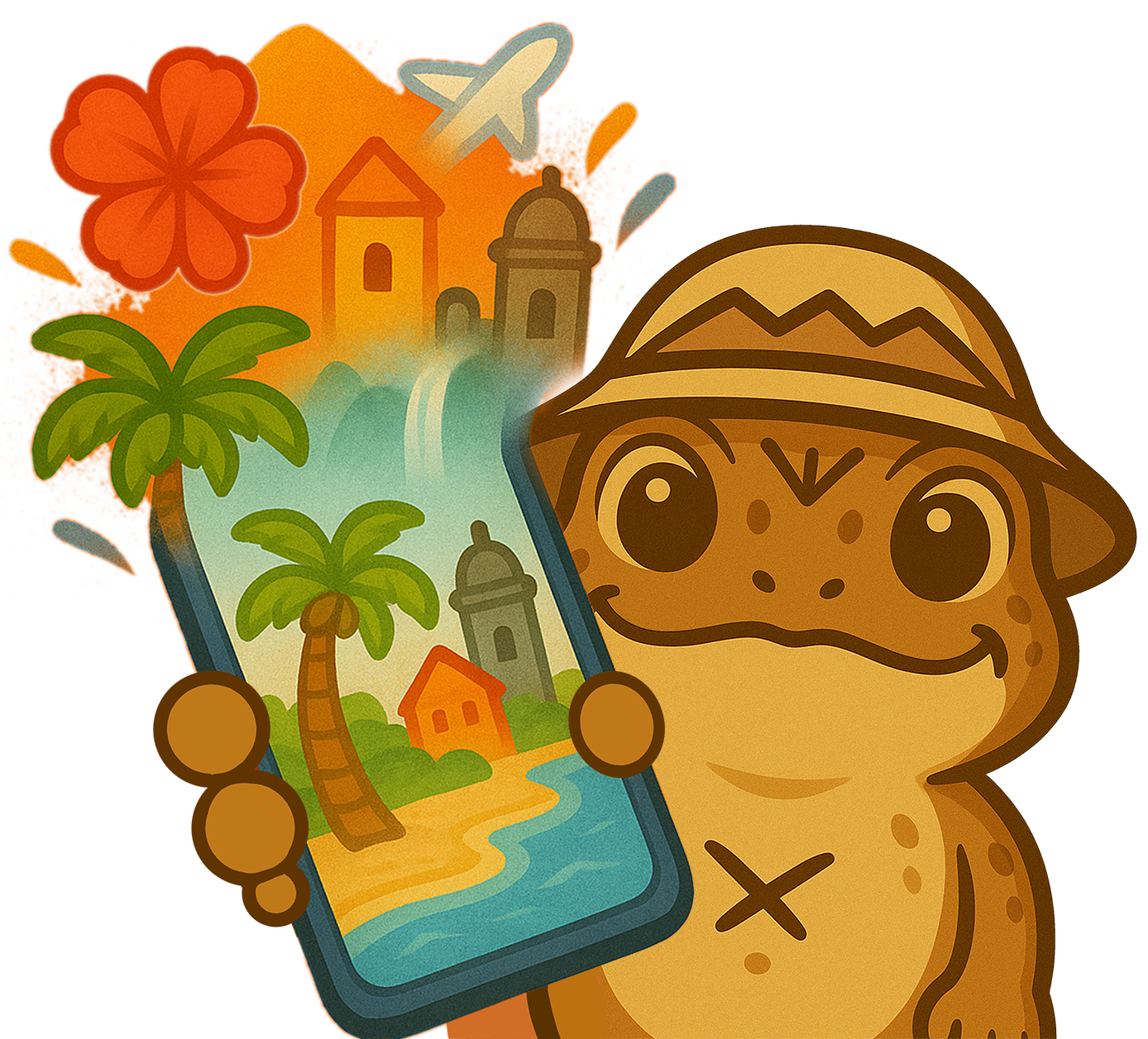 Coqui holding a phone